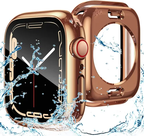 Vista 14 de Goton Funda impermeable 2 en 1 para Apple Watch Series 6/5/4, SE 3/2/1 de 1.575 pulgadas, cubierta protectora de vidrio 360 duro + marco trasero
