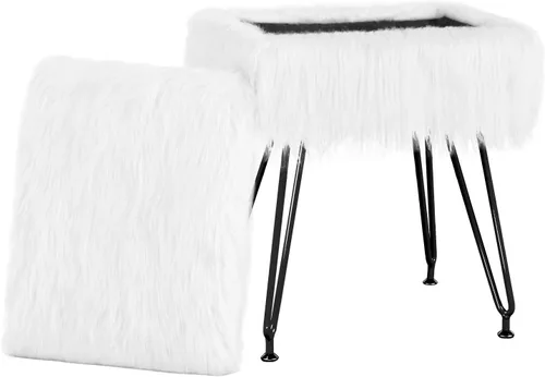 Vista 10 de Taburete de tocador con almacenamiento, asiento otomano suave con pies antideslizantes, asiento acolchado esponjoso, mesa auxiliar multifuncional