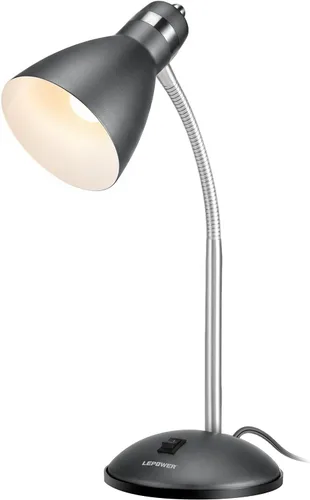LEPOWER Lámpara de escritorio de metal, lámpara de mesa para cuidado de los ojos, lámparas de estudio con cuello de ganso flexible para dormitorio,