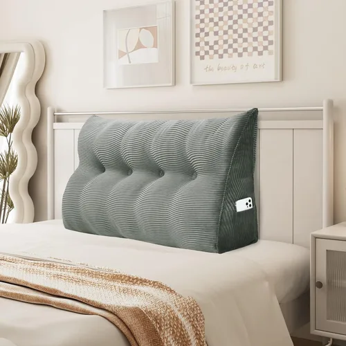 Vista 17 de Almohada de cuña para sentarse en la cama, almohada de lectura para adultos, soporte para respaldo, almohada de cabecero, sofá cama, cojín de Negro