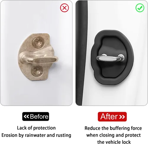 Vista 2 de Compatible con 2026 2025 Tesla Model Y Juniper - Protector de silicona para cerradura de puerta, compatible con 2017-2026 Modelo 3 (Highland)