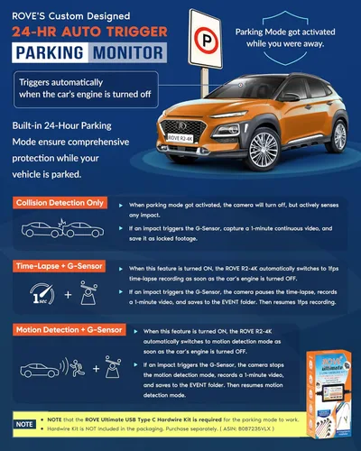Vista 5 de ROVE R2-4K Dash Cam Grabadora de cámara con WiFi GPS para tablero de automóvil con UHD 2160P, pantalla IPS de 2.4", gran angular de 150°, WDR