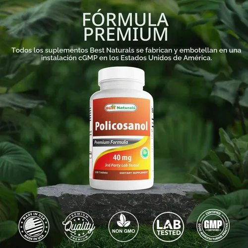 Vista 5 de Best Naturals Policosanol 40mg 120 Tabletas - Promueve la función cardiovascular saludable*