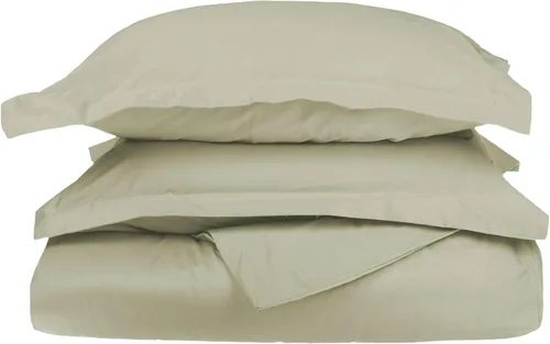 Vista 31 de Set de fundas para cobertor de 2 unidades, tamaño twin, una sola capa, sólido, de grapa larga de algodón peinado., Celeste (Baby Blue), Full/ Queen