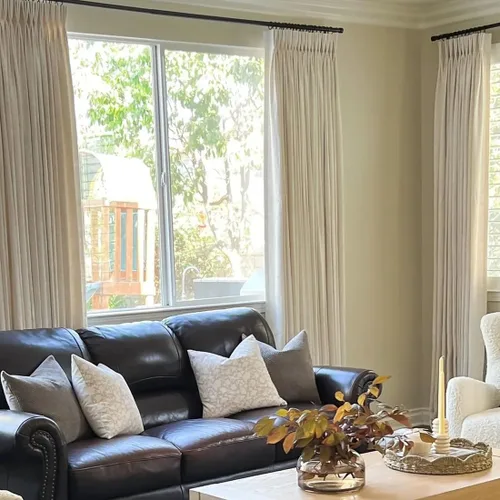 Vista 2 de LUSTROWIN Cortina de lino personalizada plisada para oscurecer la habitación, cortinas opacas para sala de estar, dormitorio, comedor, ventana