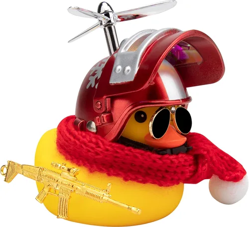 Vista 16 de wonuu Decoraciones de pato de goma para automóvil, lindos adornos de pato amarillo para tablero de instrumentos con hélice