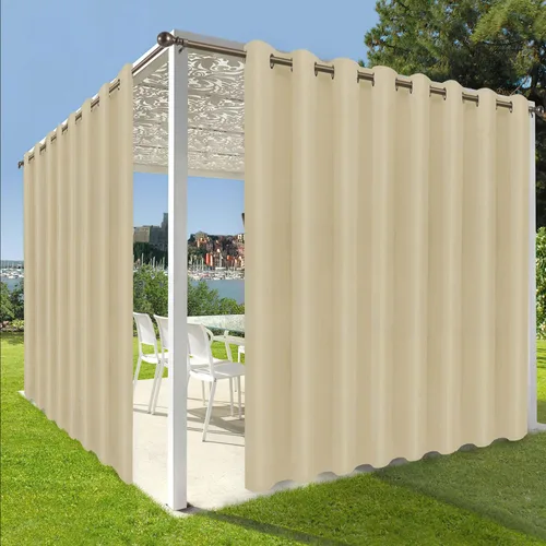 Vista 14 de OutdoorLines Cortinas impermeables para interiores y exteriores para patio – Panel de cortina de privacidad y bloqueo solar con ojales, resistente a