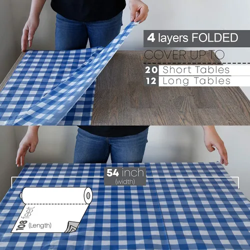 Vista 4 de Neatiffy Rollo de mantel de plástico desechable 54 pulgadas x 108 pies Mantel para mesas rectangulares, cuadradas, redondas ovaladas picnic