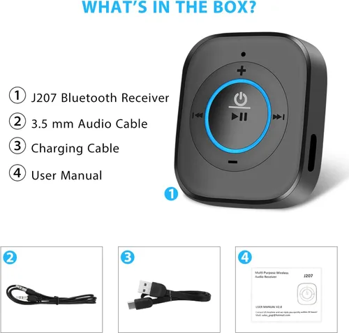 Vista 8 de iDIGMALL Receptor Bluetooth 5.4 para altavoz, adaptador de música de alta fidelidad inalámbrico con micrófono integrado para llamadas manos libres