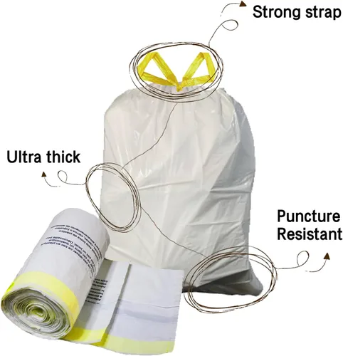 Vista 2 de Bolsas de basura con cordón de cocina fuertes y altas, forros grandes para cubos de basura, 13 galones, sin perfume, 50