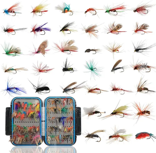 Vista 8 de Fly Fishing Kit, Handcrafted Dry Wet Flies with Realistic Lure Design Ready 12 piezas