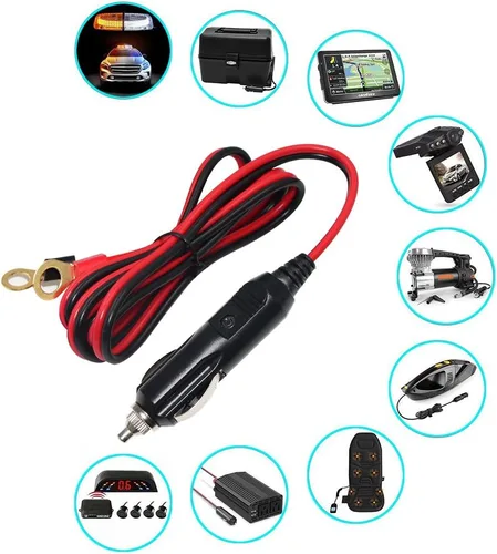 Vista 4 de KUNCAN Cable de extensión para encendedor de cigarrillos macho a anillo tórico - Cable de extensión de 3 pies 12 V/24 V para encendedor