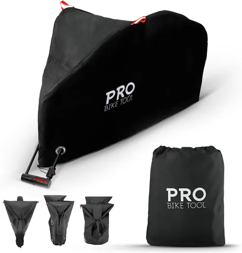 Vista 12 de PRO BIKE TOOL Cubierta para Bicicleta Transparente de PVC de 0.15mm de Grosor, Bucles de Seguridad Reflectantes, Anillos para la Cadena, Cuerda