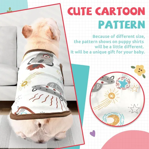 Vista 4 de Camisa para perros pequeños, linda camiseta de algodón suave sin mangas para perros pequeños, gatos, chaleco de verano para perros y gatos, camiseta