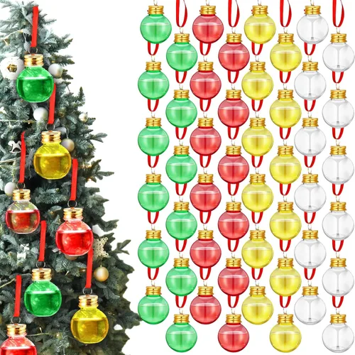 Vista 14 de Patelai 24 Piezas Bolas de Bebida de Navidad Adorno de Vaso de Chupito Adornos de Árbol de Navidad de Plástico Rellenables Bombillas de Botella