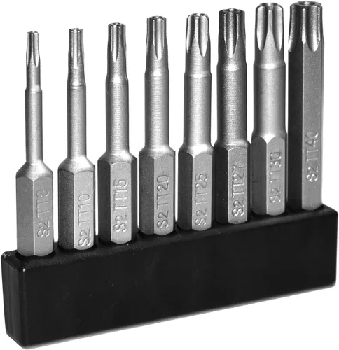 Juego de puntas de destornillador de seguridad Torx Star de 5 puntos a prueba de manipulaciones magnéticas T8-T40 1/4 "vástago hexagonal