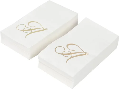 Vista 205 de Efavormart 50 Pack Servilletas de papel para fiestas de 2 capas suaves verde oliva con borde dorado de oro, servilletas para cenas, cócteles