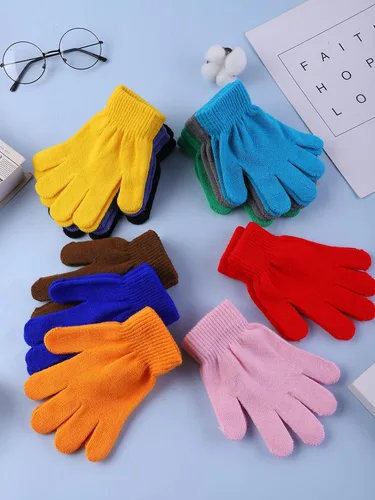 Vista 6 de Cooraby 12 pares de guantes mágicos cálidos para adolescentes de invierno de punto elásticos para niños y niñas