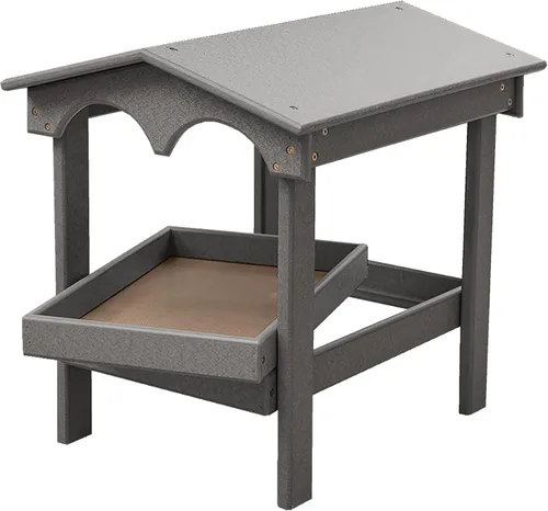 Vista 14 de DutchCrafters Comedero grande de plástico de polietileno con plataforma elevada cubierta con bandeja de semillas extraíble para pájaros silvestres