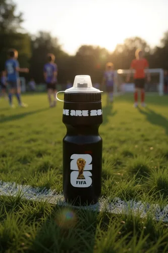 Vista 2 de Edición oficial de la Copa Mundial de la FIFA 2026, botella de agua recargable de 24 onzas, sin BPA, reutilizable, apta para lavavajillas con tapa