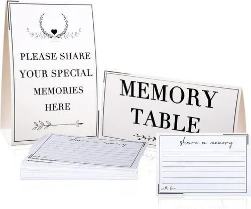 Vista 8 de Outus 52 tarjetas de memoria para decoración de celebración de la vida, tarjetas de memoria para funerales, bodas, despedidas de soltera