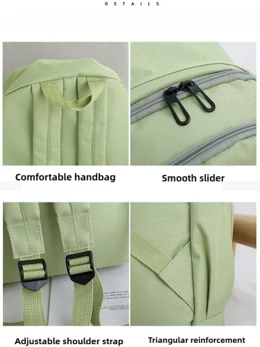 Vista 5 de Juego de mochila Kawaii de 4 piezas, gran capacidad y elegante para uso diario, Blanco sucio