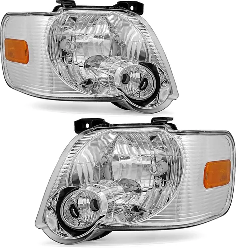 Vista 12 de Compatible con Ford 10, 11, 12, 13, 14, Mustang, carcasa negra, faros halógenos, reflector de esquina ámbar, repuesto lateral izquierdo y derecho