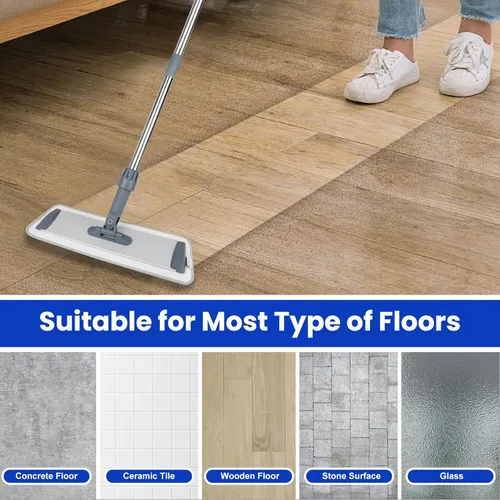 Vista 5 de Trapeadores planos de microfibra para limpieza de suelos, húmedo y seco y trapeador de polvo con 4 almohadillas lavables reutilizables, mopa