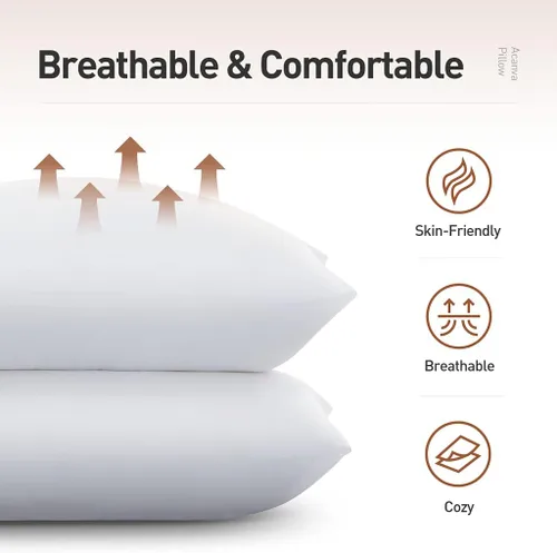 Vista 3 de Acanva Almohadas de cama para dormir, 1 paquete con calidad de hotel de lujo, relleno de fibra 3D súper afelpada, funda de microfibra de alta gama