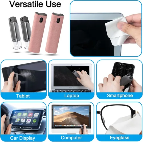 Vista 5 de walrfid 4 piezas limpiador de pantalla para auto, spray y toallitas limpiadoras de pantalla de computadora, kit de limpieza para laptop para iPad