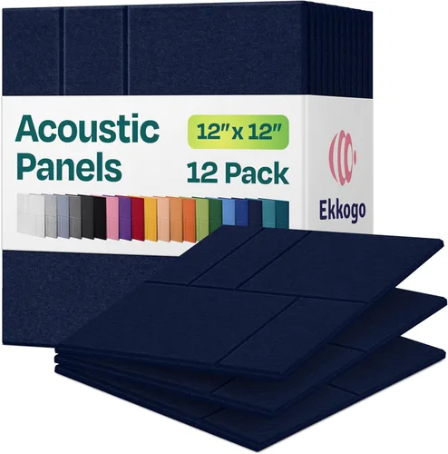 Vista 8 de Paquete de 12 paneles acústicos con aislamiento de sonido para paredes 12 x 12 x 0.4 pulgadas Paneles decorativos para amortiguación de sonido