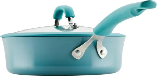 Vista 9 de Rachael Ray Cook + Create Sartén Sauté Antiadherente con Tapa, 3 Cuartos, Azul Agave