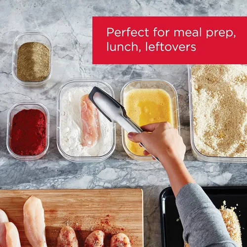 Vista 4 de Rubbermaid Brilliance - Recipientes de almacenamiento de alimentos con tapas para almuerzo, preparación de comidas y sobras, aptos