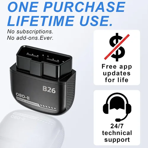 Vista 13 de Escáner B26 Bluetooth OBD2,Herramienta de lector de código de motor