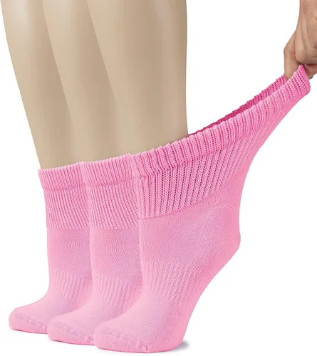 Vista 9 de Hugh Ugoli Calcetines tobilleros de algodón para mujer para diabéticos, anchos, sueltos, elásticos, puntera sin costuras, semiacolchado superior sin