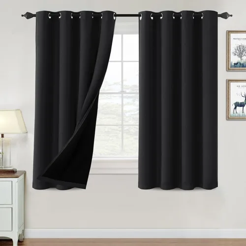 Vista 31 de H.VERSAILTEX Cortinas 100% de opacidad para dormitorio, con aislamiento térmico, cortinas opacas de 63 pulgadas de largo, cortinas de bloqueo