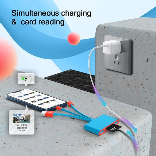 Vista 6 de Lector de tarjetas de memoria 5 en 1, adaptador USB OTG y lector de tarjetas SD para i-Phonei-Pad, dispositivos USB C y USB A con ranuras