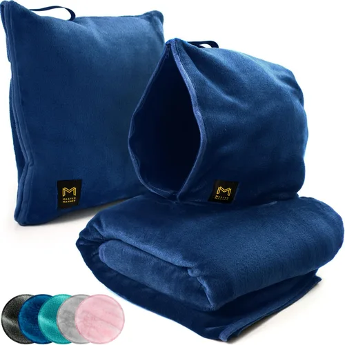 Vista 11 de Manta de Viaje para Avión Compacta con Capucha – Accesorios de Viaje para Avión 2 en 1 de Manta de Avión a Almohada de Viaje con Correa de Equipaje