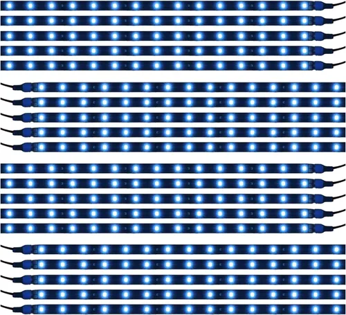 Vista 8 de Tira de 15 luces LED de 12 V, de 30 cm, resistente al agua, flexible para parte inferior de faros de auto, azul, 20