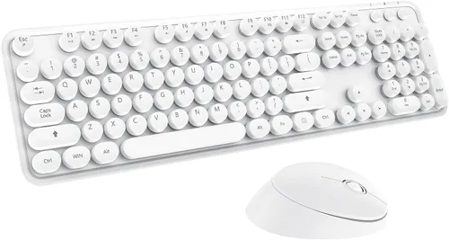 Vista 13 de Combo de teclado y mouse inalámbricos colorido - Teclado inalámbrico de 104 teclas con almohadilla numérica para PC Windows, portátil, laptop
