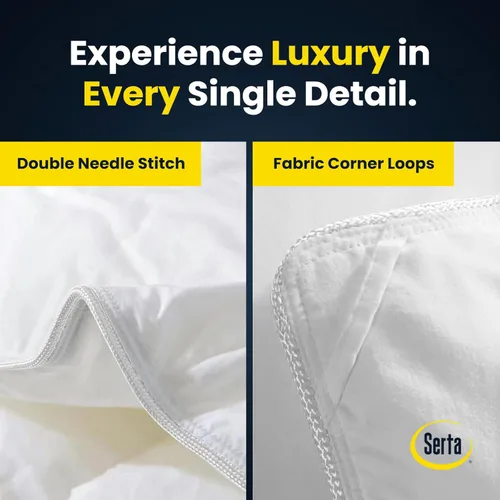 Vista 7 de Serta Edredón de plumas de ganso y fibra de plumón tamaño individual, inserto de edredón de 100% algodón, edredón de hotel de lujo hipoalergénico 43