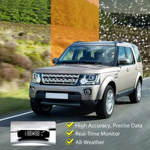 Vista 5 de VAOYAO Sistema de monitoreo de presión de neumáticos TPMS, sistema de alarma inalámbrico universal para automóvil con 4 sensores externos, pantalla