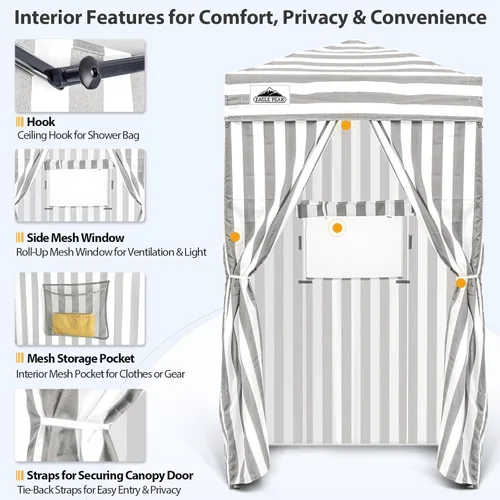 Vista 2 de EAGLE PEAK Flex - Toldo emergente ultra compacto de 4 x 4, refugio solar, vestidor, toldo cabana portátil de privacidad para piscina, sesiones