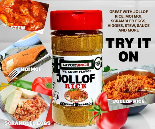 Vista 2 de Jollof - Condimento de arroz elaborado con hierbas y especias 100% naturales, sin artificiales ni conservantes, sin sal, sin azúcar, sin MSG