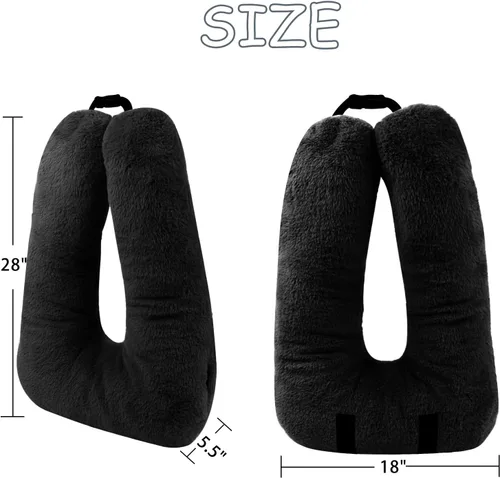 Vista 3 de Almohada de viaje para niños para asiento de automóvil con manguito de mano, almohada de caricaturas para cuello y reposacabezas para cinturón