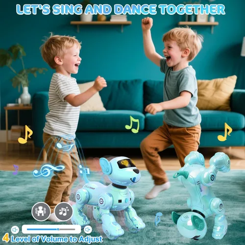 Vista 7 de VATOS Nuevo Robot Perro Inteligente con Control Remoto para Niños, 17 Funciones Interactivas Divertidas Inteligente Programable Cachorro Robótico
