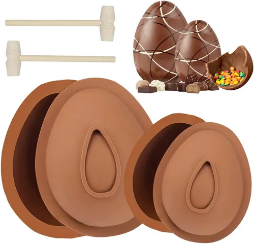 Molde de silicona para huevos de Pascua para chocolate, 4 moldes en forma de huevo 3D de 2 x 4 pulgadas y 2 x 6 pulgadas, moldes antiadherentes de