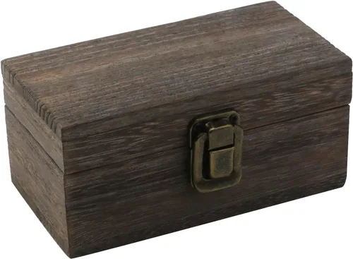 Caja de madera antigua con tapa con bisagras y cerradura, caja de almacenamiento rectangular de madera decorativa para manualidades, pasatiempos,