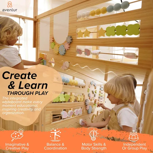 Vista 6 de Avenlur Gimnasio Montessori Alpino de Madera para Selva Interior con Columpio, Juguetes de Escalada para Niños Pequeños y Bebés, Pared de Roca