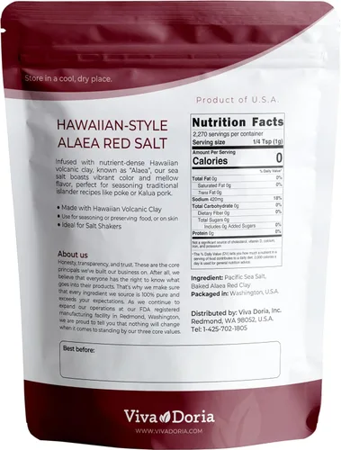 Vista 2 de Viva Doria Sal marina de Alaea roja hawaiana, grano medio, 5 libras